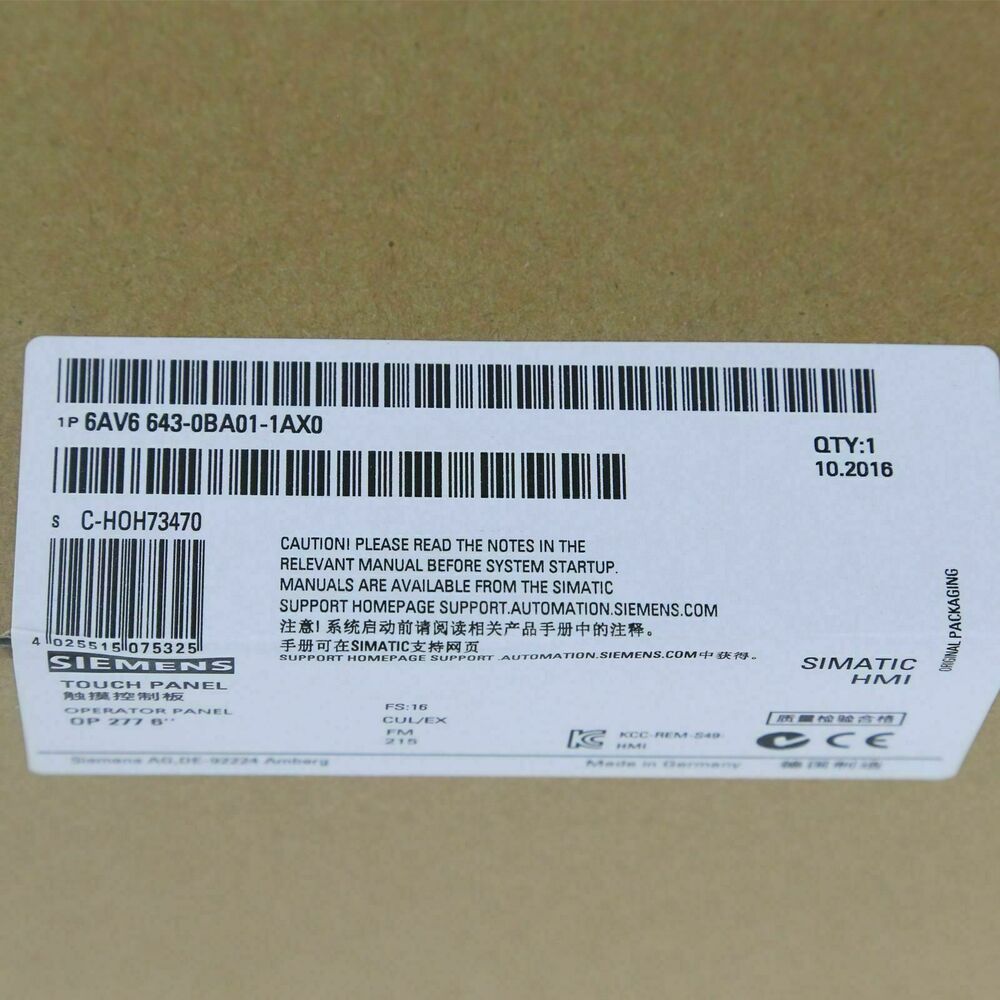 New Siemens 6AV6643-0BA01-1AX0 6AV6 643-0BA01-1AX0 SIMATIC OP 277 6" Panel