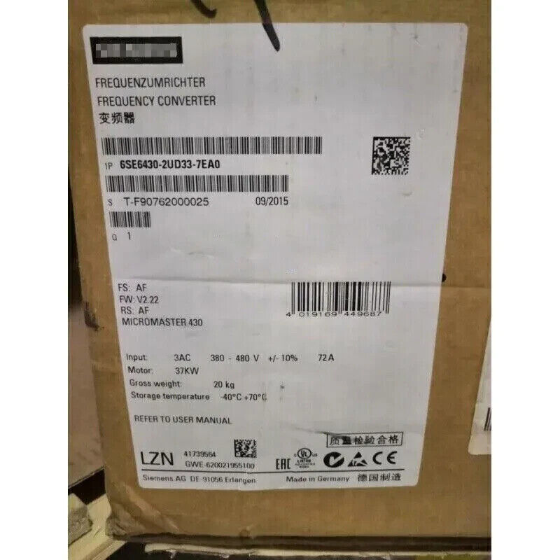 NEW Siemens 6SE6430-2UD33-7EA0 MICROMASTER 430 Nofilter 6SE6 430-2UD33-7EA0