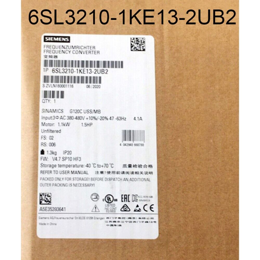 New Siemens 6SL3210-1KE13-2UB2 6SL3 210-1KE13-2UB2 G120C RATED POWER 1,1KW