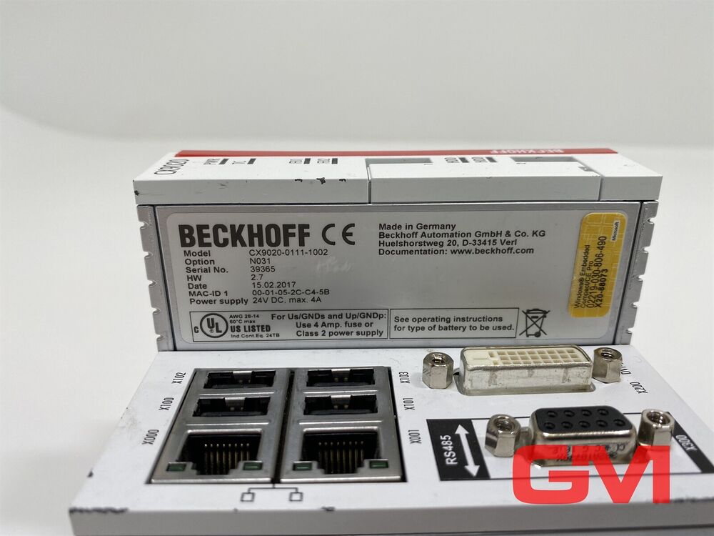 Beckhoff Cpu-Grundmodul CX9020 CPU Base Unit CX9020-0111-1002 Option N031 Hw 2.7