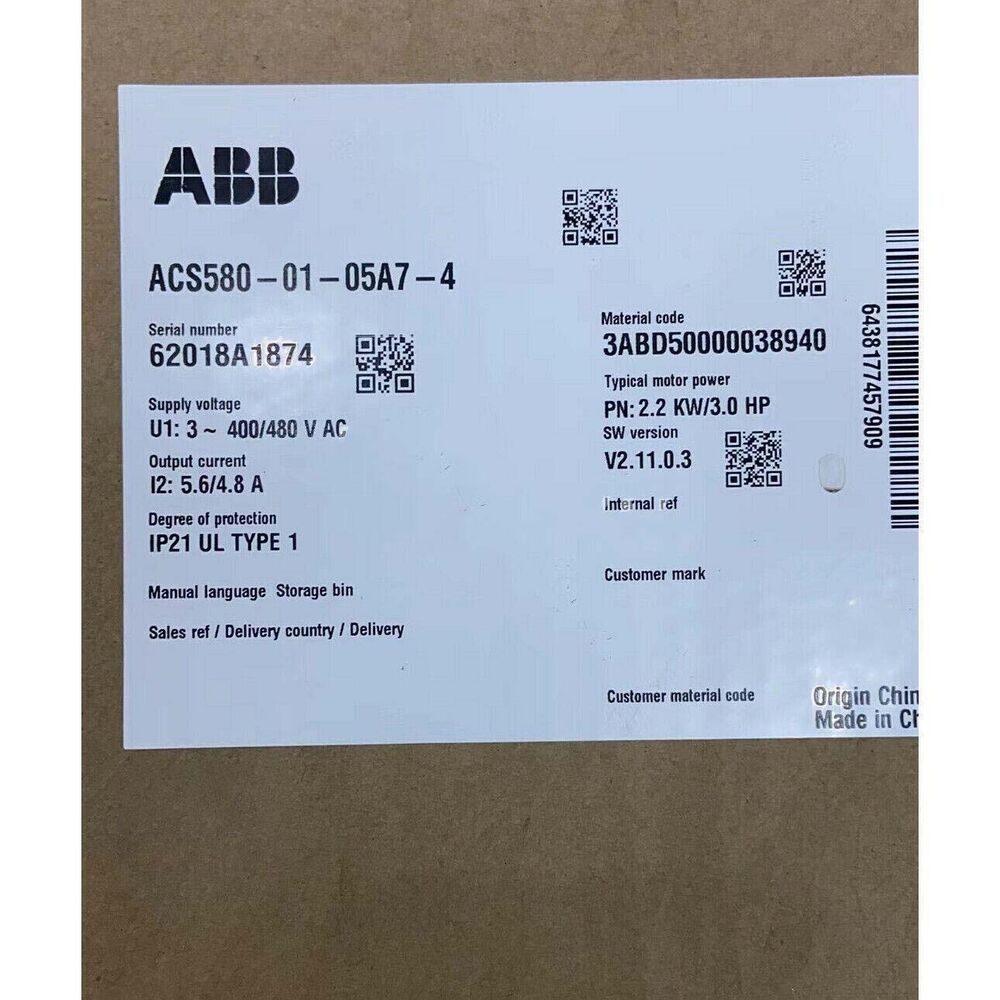 ACS580-01-05A7-4 NEW ABB ACS5800105A74 2.2KW Frequency converter module