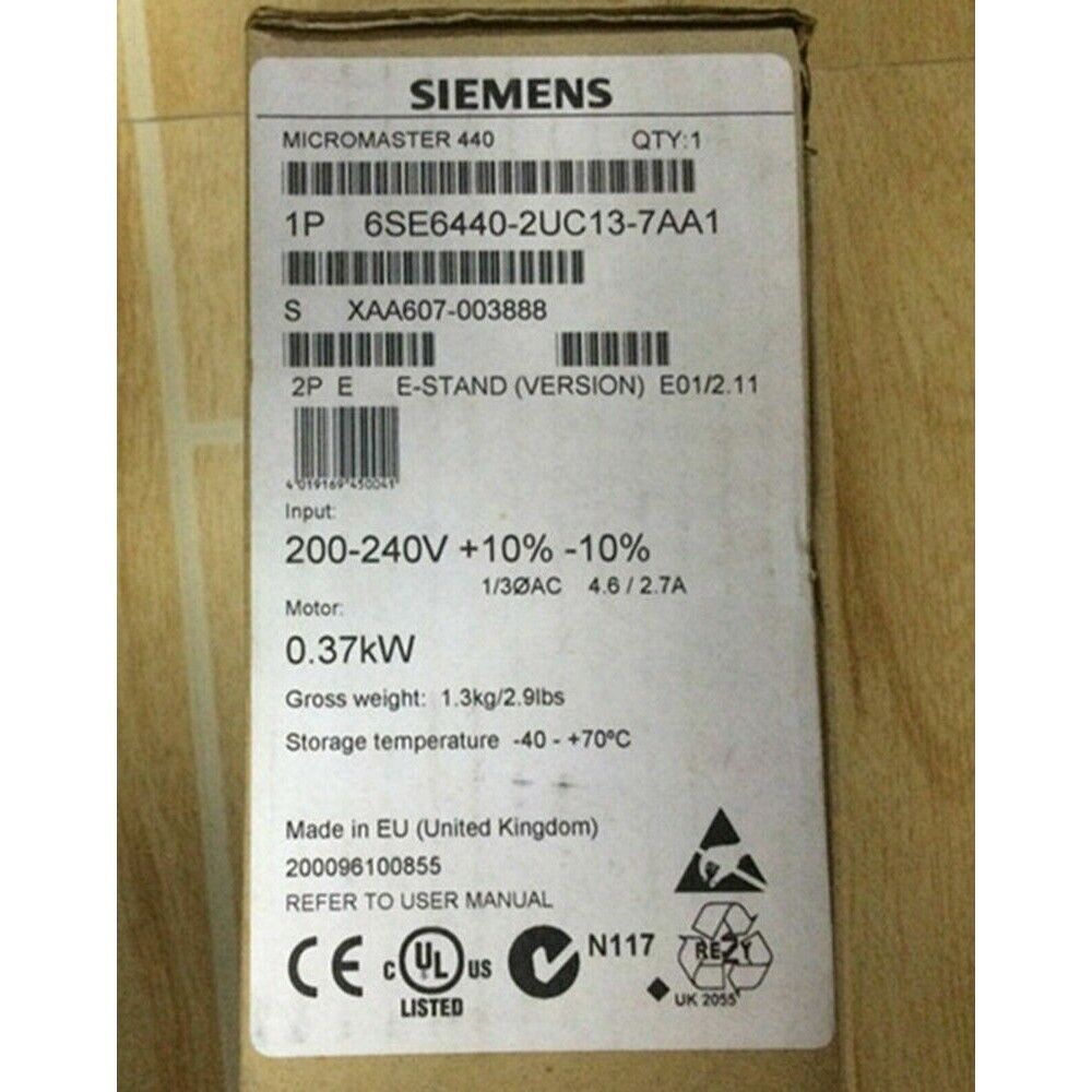 New Siemens 6SE6440-2UC13-7AA1 6SE6 440-2UC13-7AA1 MICROMASTER440 without filter