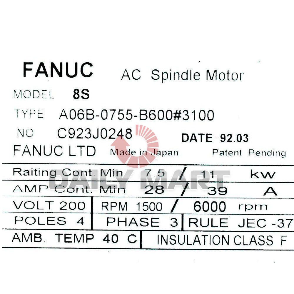 Used FANUC A06B-0755-B600