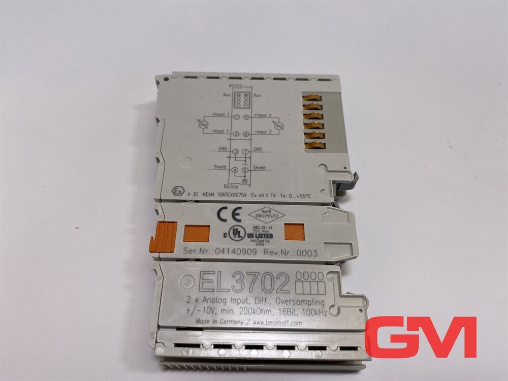 Beckhoff 2 Channel Analog Input EL3702 Module Ethercat Busklemme