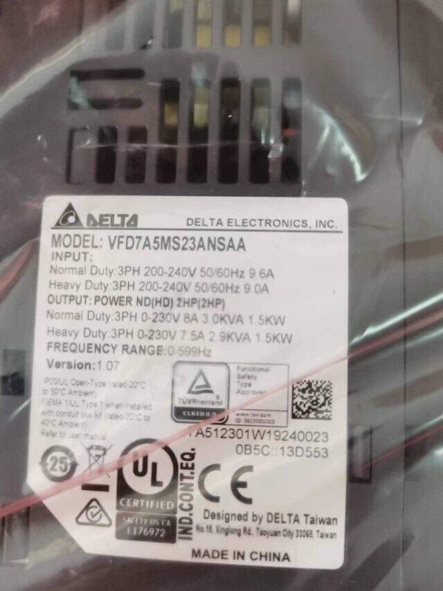 1PC New Delta VFD7A5MS23ANSAA Inverter VFD7A5MS23ANSAA Expedited Shipping DHL / UPS / FedEx