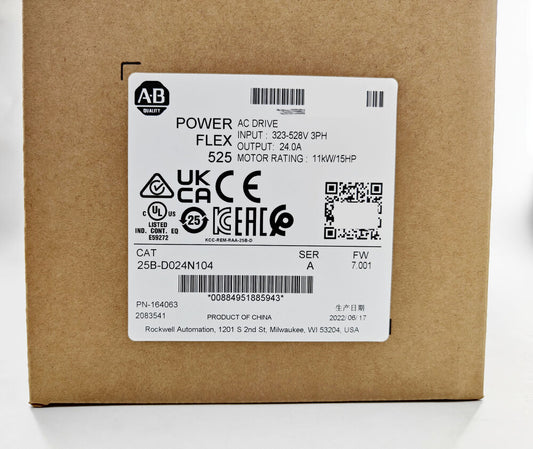 Allen-Bradley AB 25B-D024N104 PowerFlex 525 11kW 15Hp AC Drive Ser A 25BD024N104 Fedex or DHL