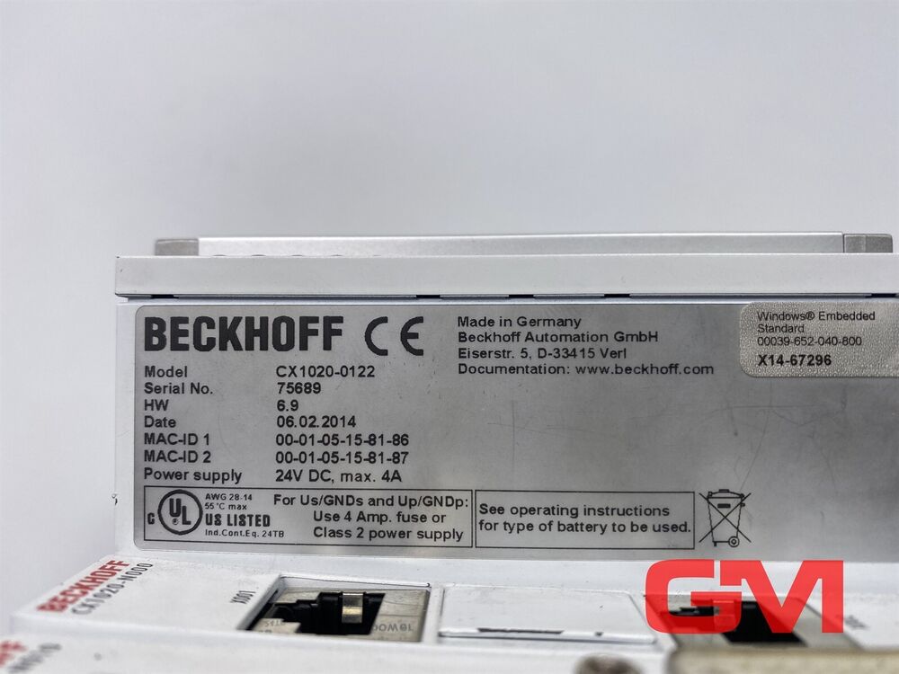 Beckhoff CPU Module CX1020-0122 CPU CX1020-N010 CX1020-N000 Slightly Damaged