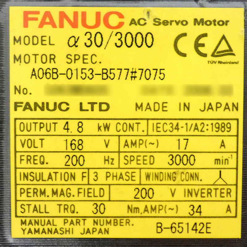 NEW FANUC A06B-0153-B577#7075 SERVO MOTOR A06B0153B577#707 EXPEDITED SHIPPING DHL / UPS / FedEx