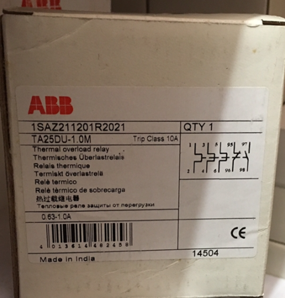 NEW ABB TA25DU-1.0M Thermal Overload Relay 0.63A-1A DHL / UPS / FedEx