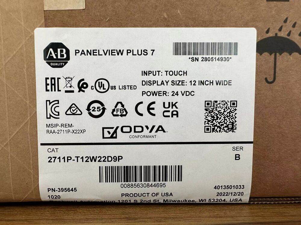 New Sealed Allen-Bradley AB 2711P-T12W22D9P PanelView Plus 7 Color Touch 12" DHL / UPS / FedEx