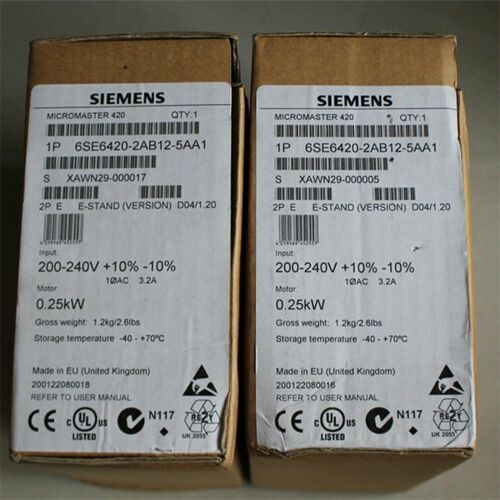 New Siemens MICROMASTER420 without filter 6SE6420-2AB12-5AA1 6SE6 420-2AB12-5AA1