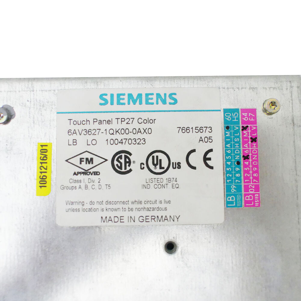 SIEMENS SIMATIC 6AV3627-1QK00-0AX0 6AV3 627-1QK00-0AX0 TOUCH PANEL A05 -used--  UPS /  Fedex / DHL