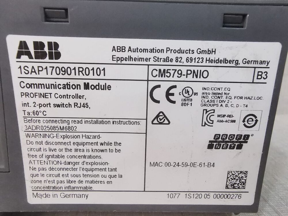 ABB CM579-PNIO B3 Communication Module 1SAP170901R0101