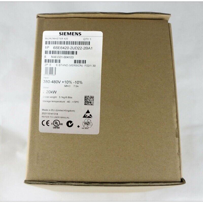 6SE6420-2UD22-2BA1 SIEMENS 2.2kW Frequency Converter Brand New Box