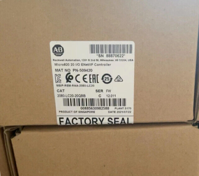 AB 2080-LC20-20QBB Micro820 20 I/O ENet/IP Controller AllenBradley Sealed In Box DHL / UPS / FedEx