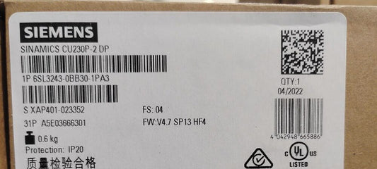 Brand New Siemens SINAMICS 6SL3243-0BB30-1PA3 In Stock By UPS / Fedex / DHL