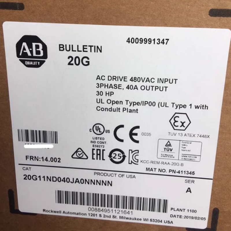 NEW Allen Bradley 20G11ND040JA0NNNNN PowerFlex Air Cooled 755 AC Drive Brand New Fedex or DHL