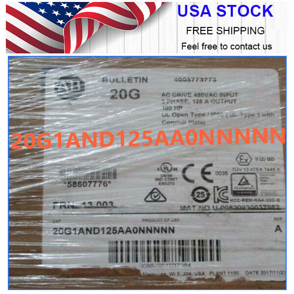 AB 20G1AND125AA0NNNNN PowerFlex Air Cooled 755 AC Drive Brand New FREE SHIP DHL / UPS / FedEx