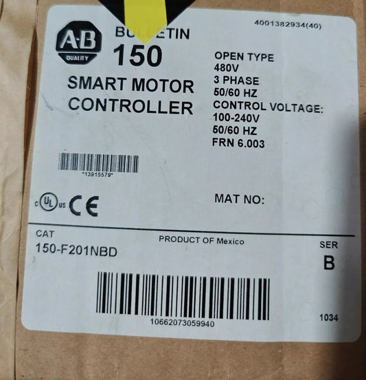 New Allen Bradley 150-F201NBD SMC Flex 201 A 150 Motor Controller AB 150-F201NBD Fedex or DHL