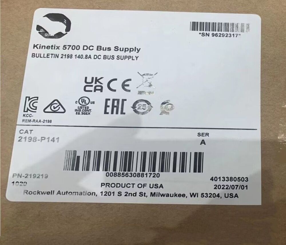 New Sealed AB 2198-P141 SER A Kinetix 5700 DC Bus Supply Allen Bradley 2198P141 DHL / UPS / FedEx