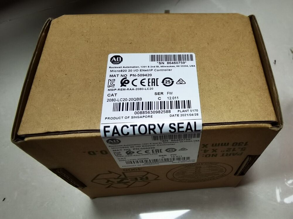 2080-LC20-20QBB Allen Bradley Micro820 20 I/O ENet/IP Controller 2080LC2020QBB DHL / UPS / FedEx