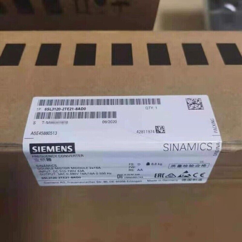 New Siemens S120 Single Motor Module 6SL3 120-2TE21-8AD0 6SL3120-2TE21-8AD0