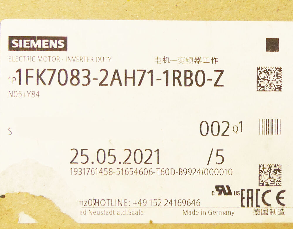 SIEMENS SIMOTICS S 1FK7083-2AH71-1RB0-Z 1FK7 083-2AH71-1RB0-Z - Sealed--  UPS /  Fedex / DHL