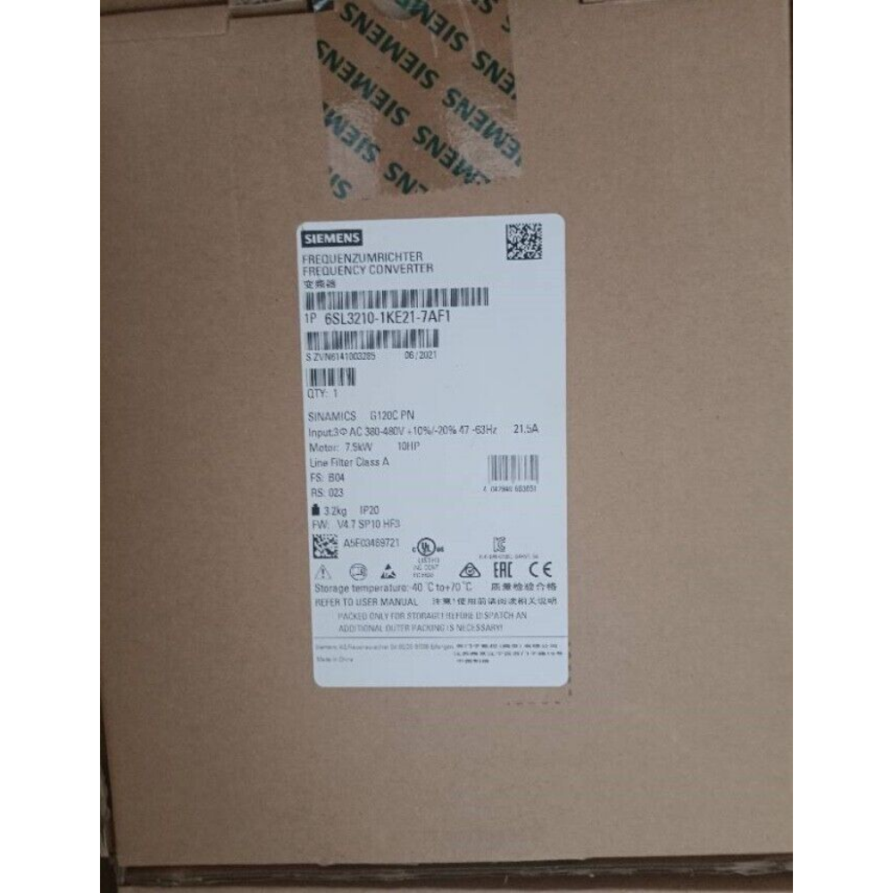 6SL3210-1KE21-7AF1 SIEMENS SINAMICS G120C 7.5KW Frequency Converter Brand New! Fedex / DHL