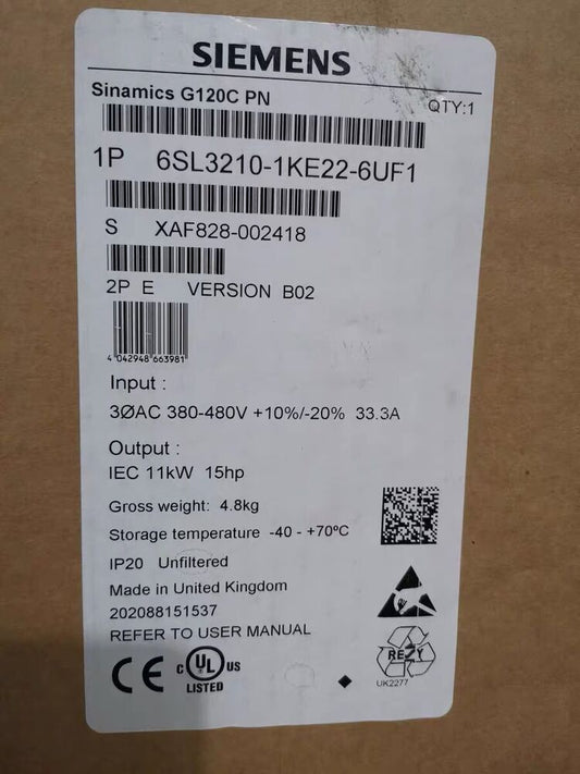 Siemens Power Module Inverter 6SL3210-1KE22-6UF1 In stock Fast Shipping UPS / Fedex / DHL