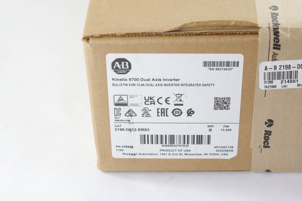 2022 Allen Bradley 2198-D012-ERS3 /B Kinetix 5700 Servo Drive New Surplus Sealed DHL / UPS / FedEx