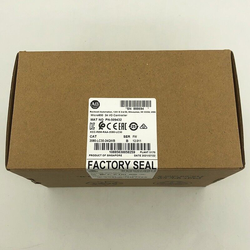 New Factory Sealed AB 2080-LC30-24QWB Micro830 24 I/O Controller In Box Surplus DHL / UPS / FedEx