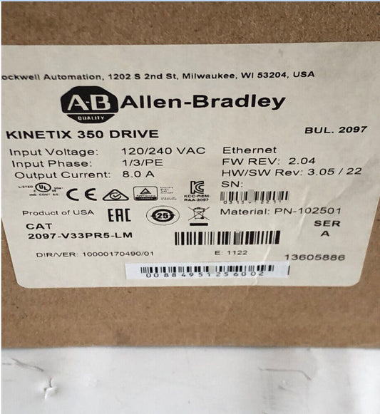 1PC New Sealed Allen-Bradley 2097-V33PR5-LM Kinetix 350 2.0kW Servo Drive DHL / UPS / FedEx