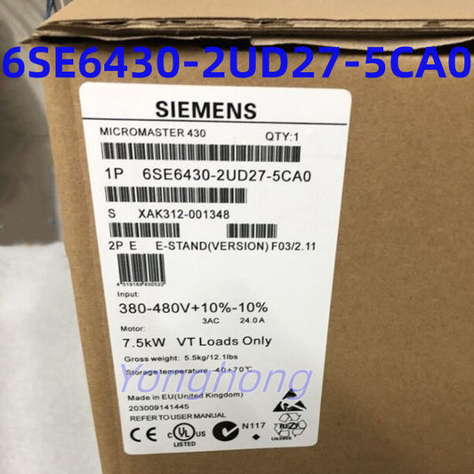 New Siemens 6SE6430-2UD27-5CA0 6SE6 430-2UD27-5CA0 MICROMASTER430 without filter