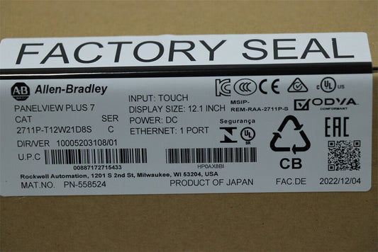 Allen-Bradley 2711P-T12W21D8S PanelView Plus 7 Graphic Terminal 12.1 inch Sealed DHL / UPS / FedEx