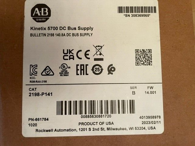 Allen Bradley 2198-P141 Series B Kinetix 5700 DC Bus Supply (2023 new sealed) DHL / UPS / FedEx