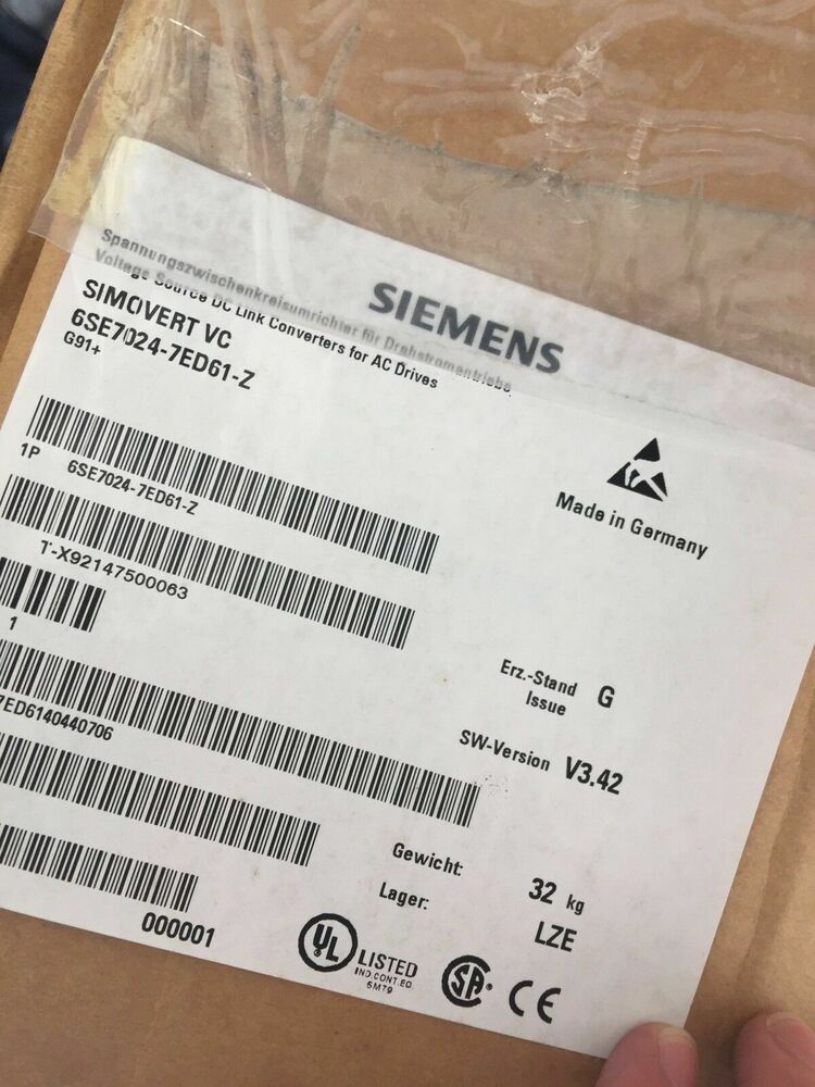 New Siemens 6SE7024-7ED61-Z G91 AC Inverter In Box Expedited Shipping DHL / UPS / FedEx