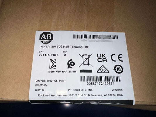 New Factory Sealed Allen Bradley 2711R-T10T / A PanelView 800 HMI Terminal 10'' DHL / UPS / FedEx