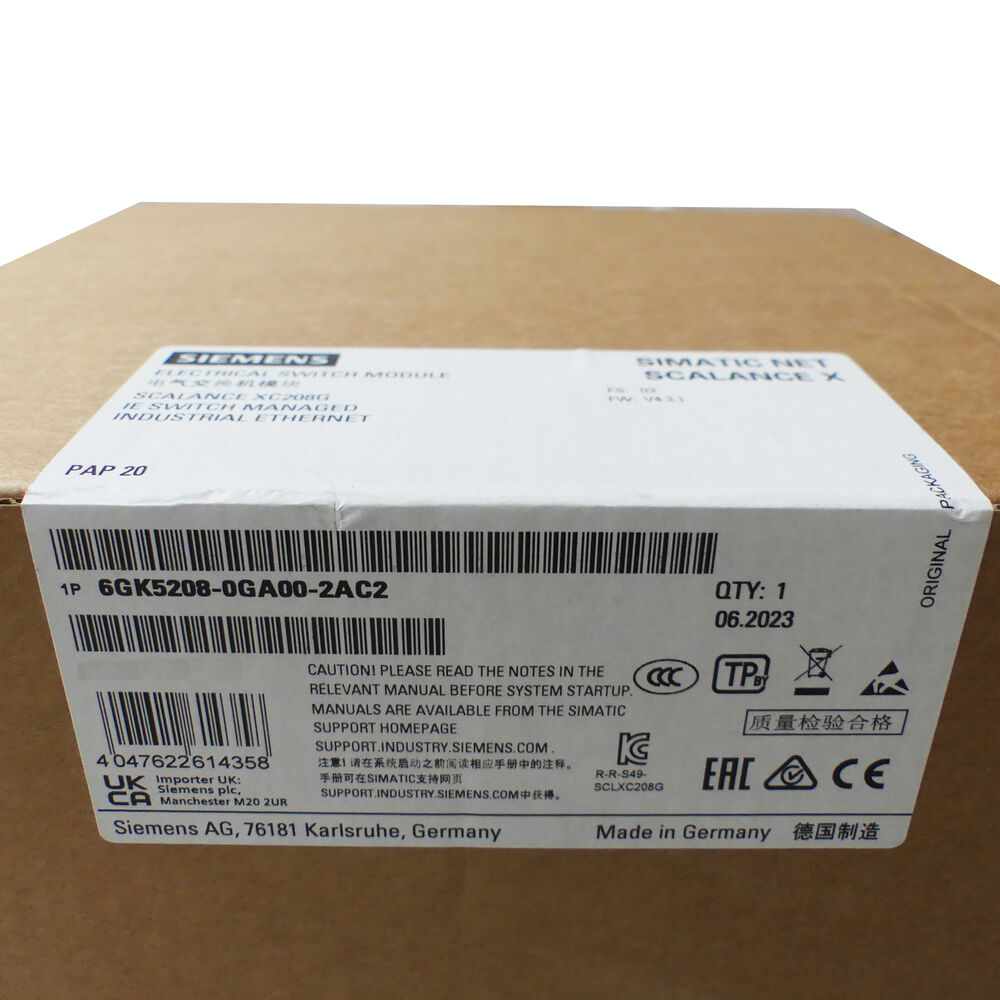 SIEMENS SCALANCE XC208G 6GK5208-0GA00-2AC2 6GK5 208-0GA00-2AC2 FS: 03 -SEALED-- Fedex / DHL