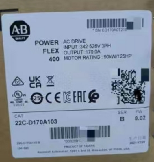 AB 22C-D170A103 1 PC NEW Allen-Bradley PowerFlex 400 90 kW 125 HP AC Drive UPS / DHL / Fedex