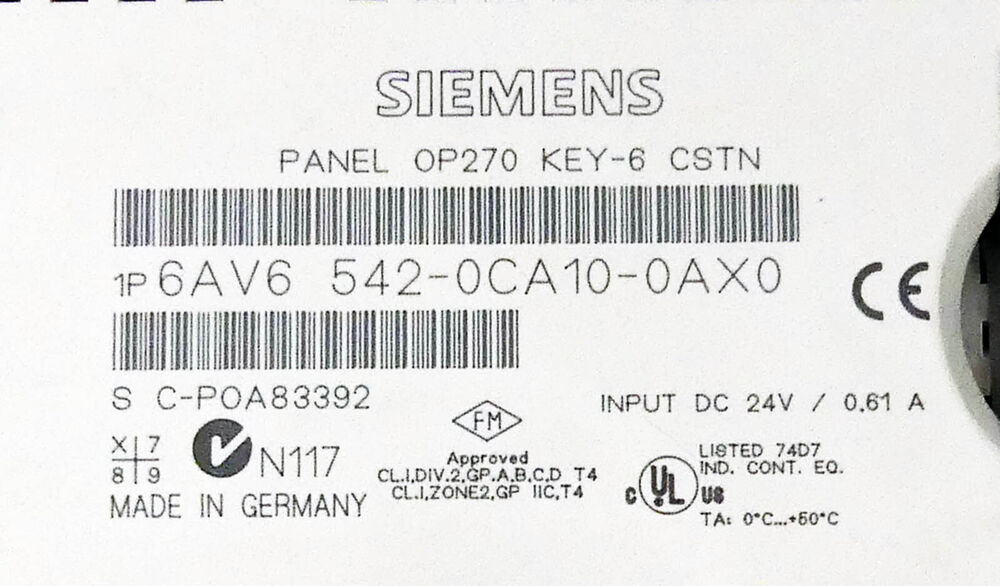 SIEMENS 6AV6542-0CA10-0AX0 6AV6 542-0CA10-0AX0 Operator Panel Vers. 6 -used--  UPS /  Fedex / DHL