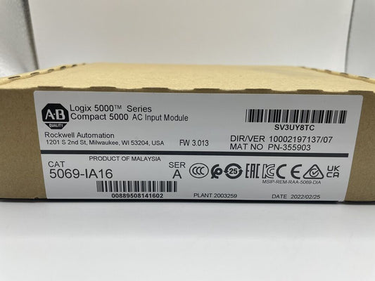 AB 5069-IA16 Allen Bradley 5069IA16 Compact Logix 5000 Input Module New In Box UPS / DHL / Fedex