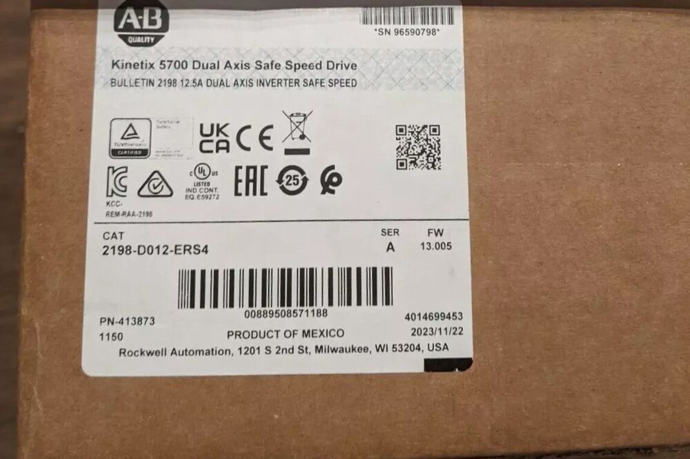 Allen-Bradley 2198-D012-ERS4 Kinetix 5700 dual-axis inverter, safe speed drive DHL / UPS / FedEx