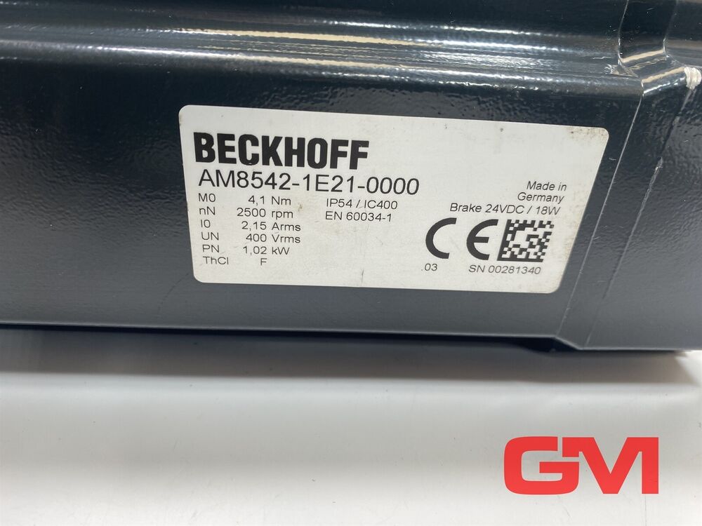 Beckhoff Servo Motor AM8542-1E21-0000 2500rpm 400Vrms 1,02kW 4,1Nm