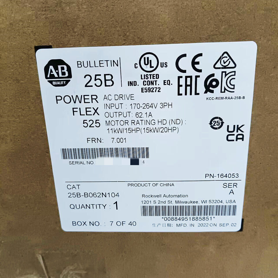 25B-B062N104 New AB PowerFlex 525 15kW (20Hp) AC Drive Original Seal 25BB062N104 DHL / UPS / FedEx