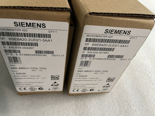 New Siemens MICROMASTER 420 6SE6420-2UD21-5AA1 IN STOCK Fast shipping Fedex / DHL