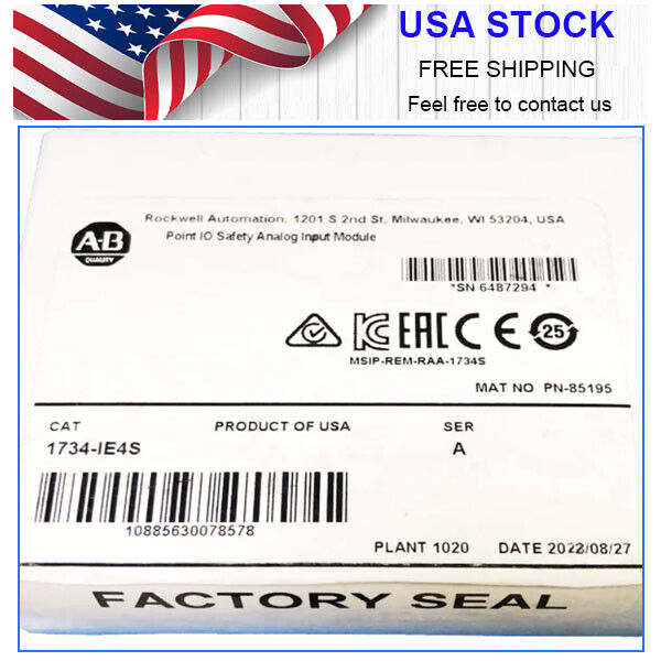 New Allen Bradley 1734-IE4S POINT Guard I/O Safety 4-Ch Analog Input Surplus DHL / UPS / FedEx