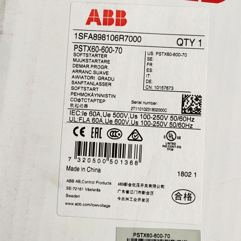 NEW ABB PSTX60-600-70 1SFA898106R7000 Soft Starter DHL / UPS / FedEx