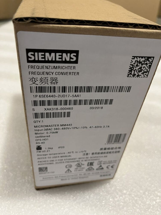 New Siemens MICROMASTER 440 6SE6440-2UD17-5AA1 Inverter In Stock Fast Shipping UPS / Fedex / DHL