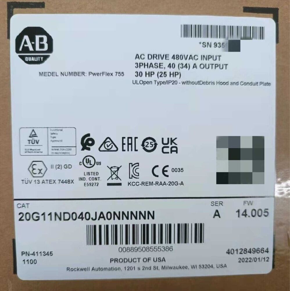 NEW Allen Bradley 20G11ND040JA0NNNNN PowerFlex Air Cooled 755 AC Drive Brand New Fedex or DHL