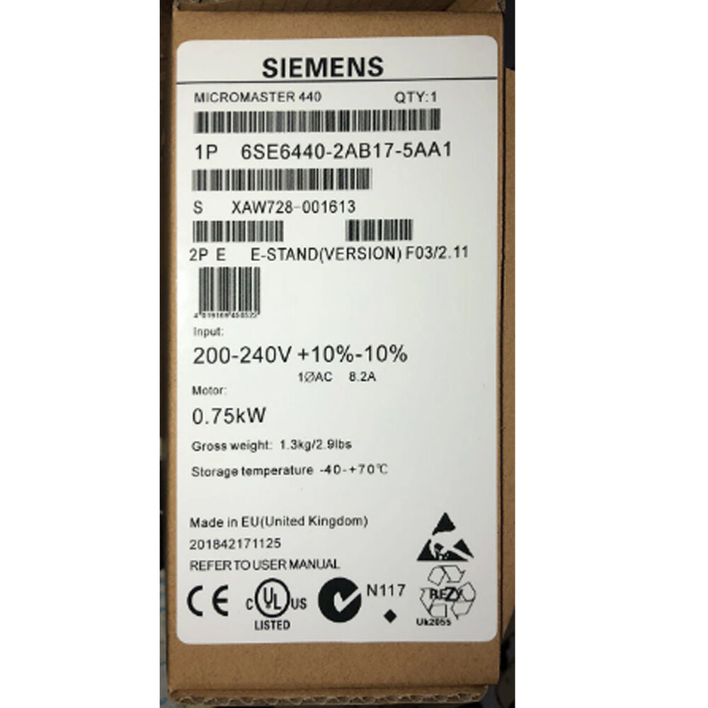 New Siemens 6SE6440-2AB17-5AA1 MICROMASTER440 without filter 6SE6 440-2AB17-5AA1